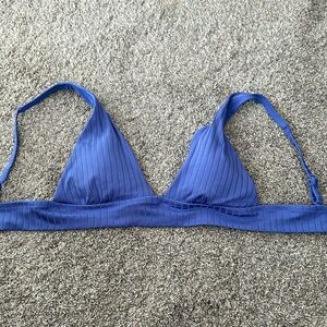 Aerie shine blue ribbed triangle bikini top size small